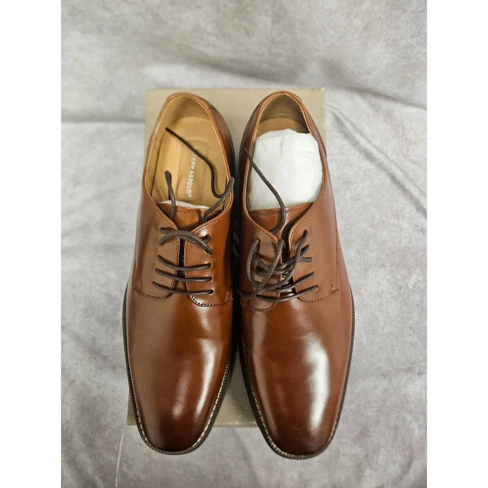 Joseph Abboud Mens Thorton Plain Toe Tan Oxford SIze 12D New